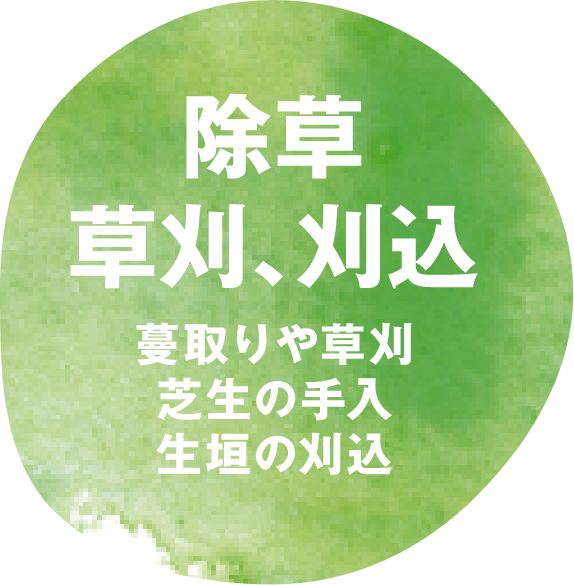 除草、草刈、刈込 蔓取りや草刈り 芝生の手入 生垣の刈込